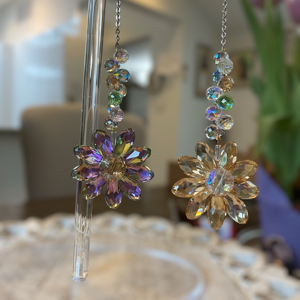 🌸 2 PC Flower Crystal Suncatcher - Picture 6 of 11